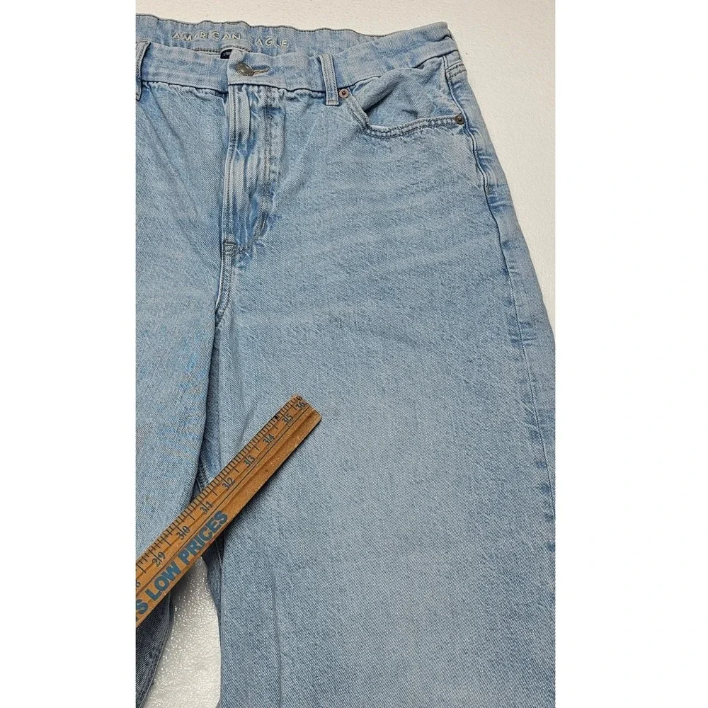 American Eagle Strigid Light Wash Wide Leg High Rise Jeans Womens 16 Regular